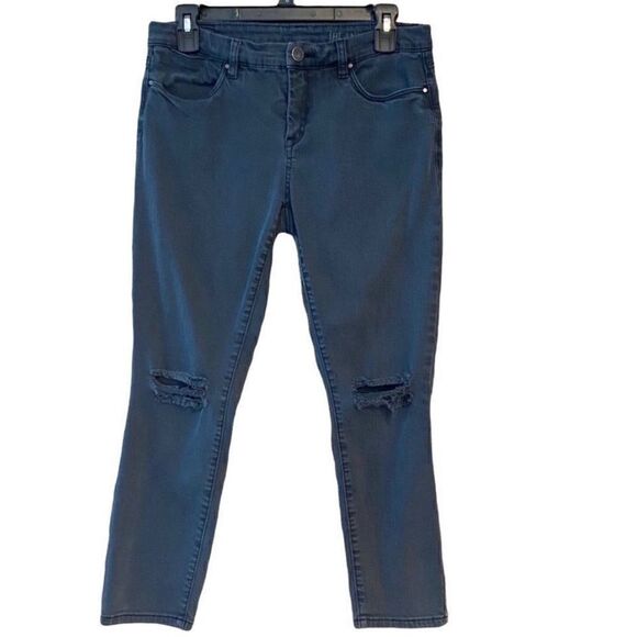 Blanc NYC Sz 28 Black Washed Distressed Skinny Frayed Knees Jeans - Picture 1 of 8